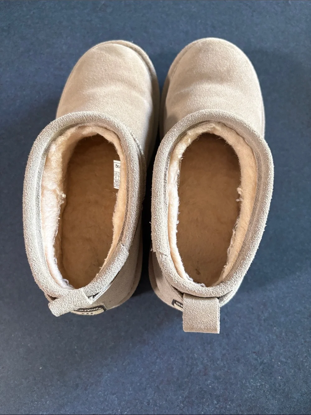 BearPaw Tan Slip-On Plush Lined Booties